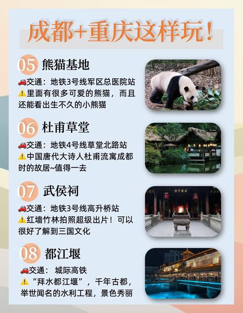成都重庆5日旅游攻略,哪些景点值得一去?